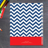 navy and red chevron personalized notebook for kids