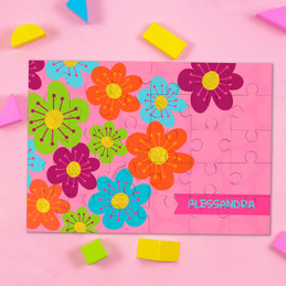 Shiny Bold Flowers Personalized Puzzle By Spark & Spark