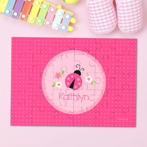 Sweet Pink Lady Bug Personalized Puzzles By Spark & Spark