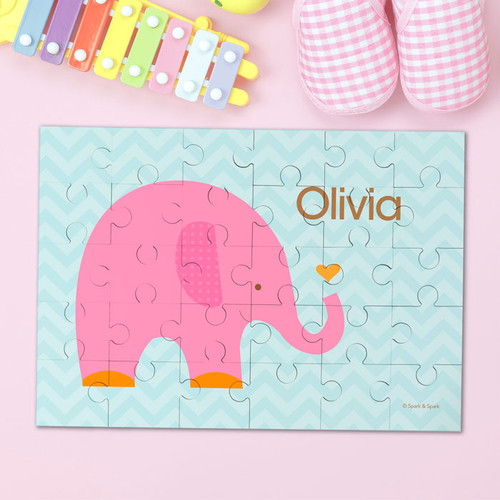 Sweet Pink Elephant Personalized Puzzles By Spark & Spark