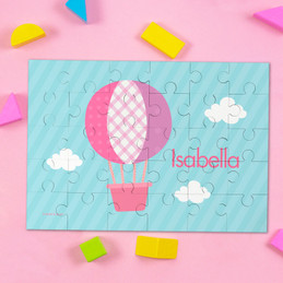 Pink Hot Air Balloon Personalized Puzzles By Spark & Spark