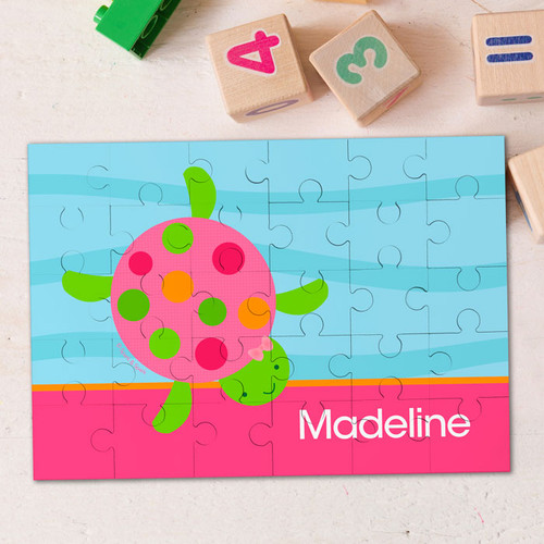 Swimming Pink Turtle Personalized Puzzles By Spark & Spark