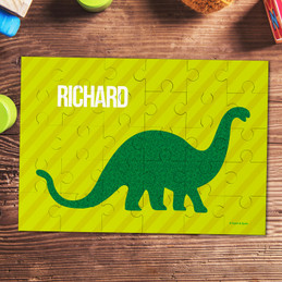 Dino And Me Green Personalized Puzzles