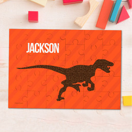 Dino And Me Orange Personalized Puzzles