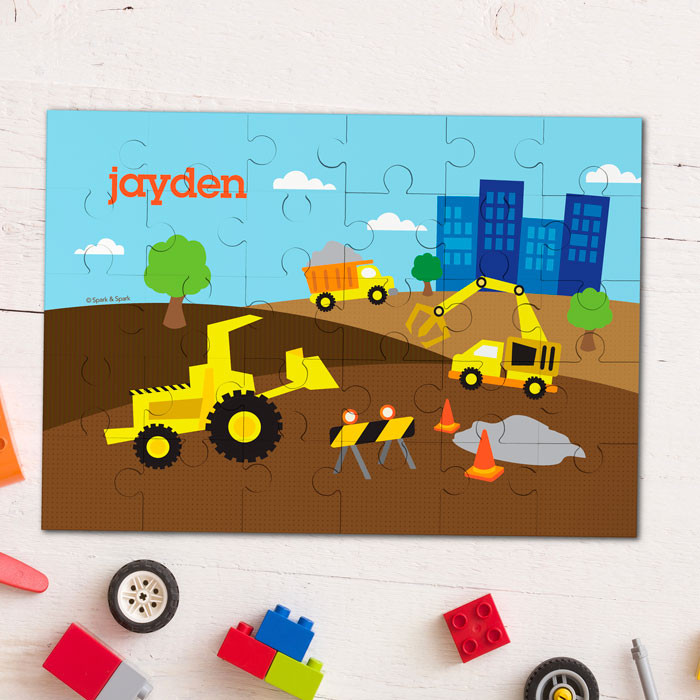 construction site personalized kids