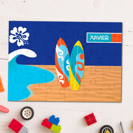 Surf the waves Blue Personalized Puzzles