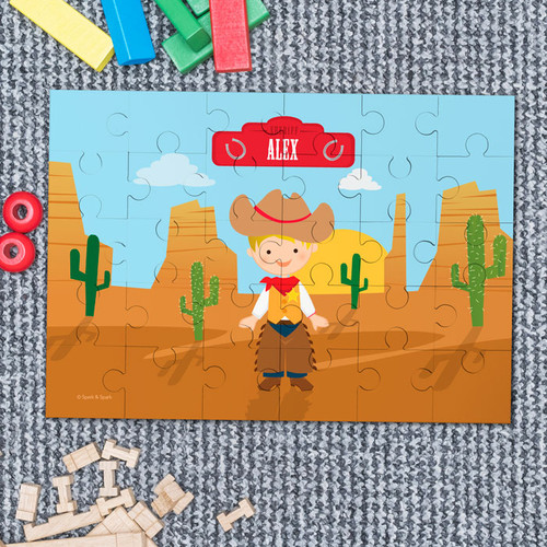 Blonde cowboy Personalized Puzzles