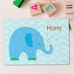 Blue baby elephant Personalized Puzzles