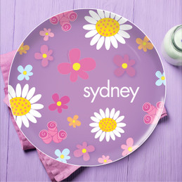 Field Of Flowers Purple Personalized Plates For Kids