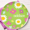 Field Of Flowers Green Personalized Melamine Plates