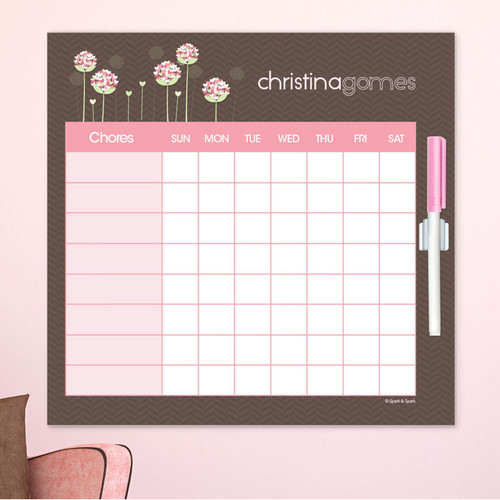 Blossoms On Chocolate Chore Calendar