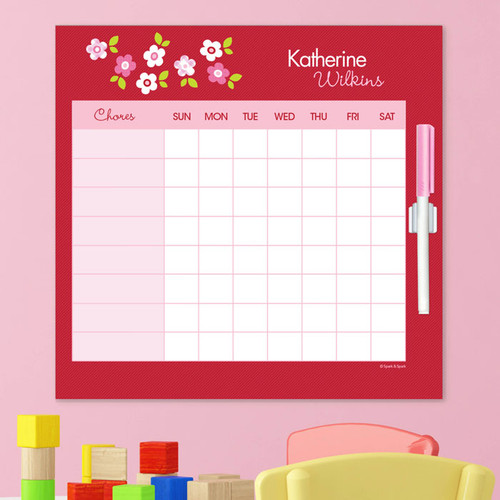 Preppy Flowers Red Charts For Kids