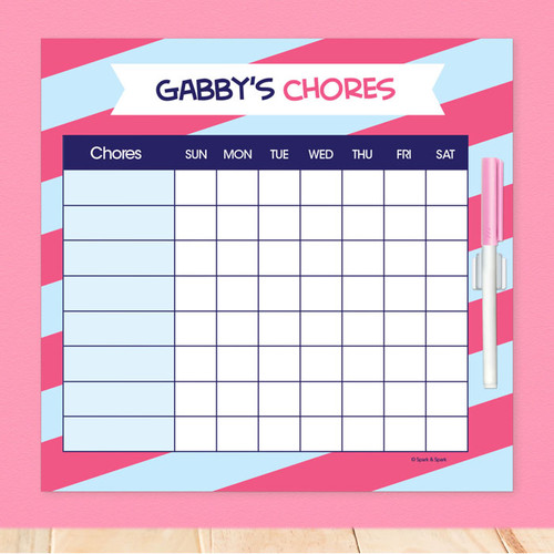 Double Initial Stripes Blue Childrens Chore Chart