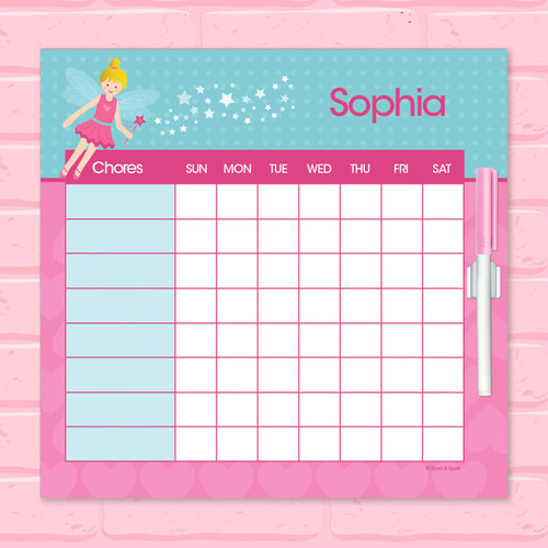 Fairy Girl Blonde Editable Chore Chart