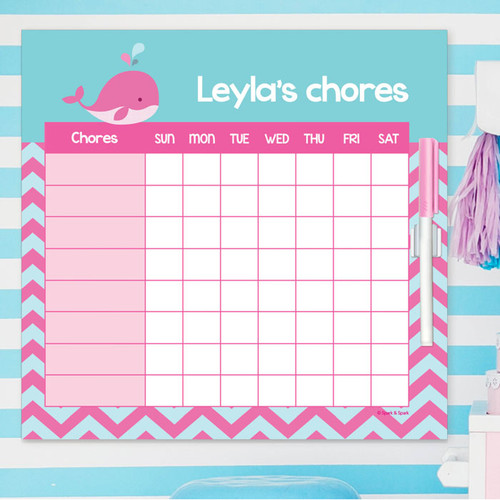 Sweet Pink Whale Kids Chore Chart