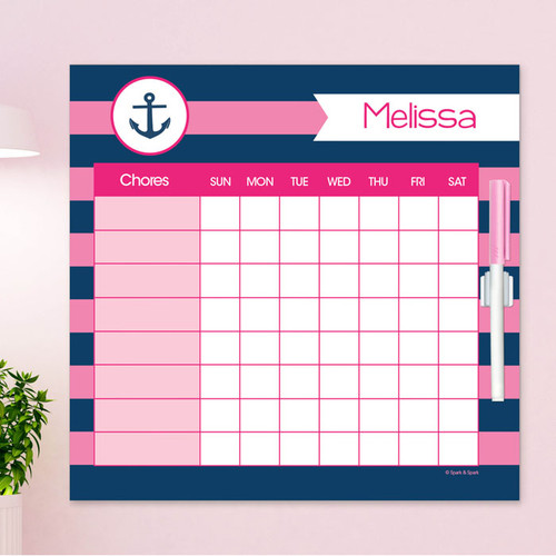 Let's Sail Pink Chore Chart For Teens