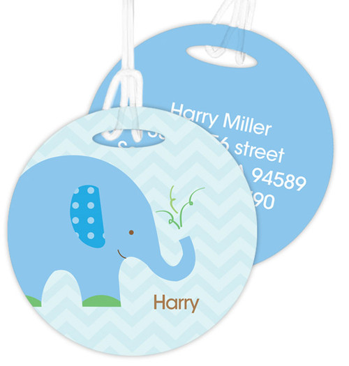 Blue Baby Elephant Luggage Tags For Kids