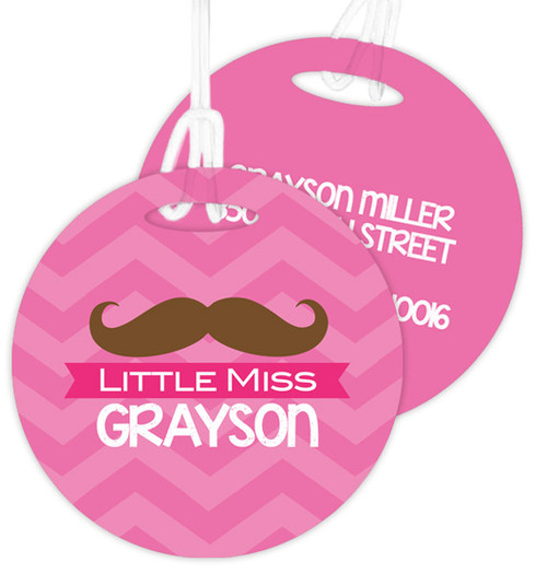 Little Miss Mustach Kids Bag Tags