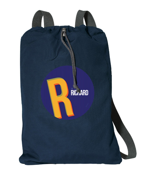 Double Initial Blue Personalized Drawstring Bags