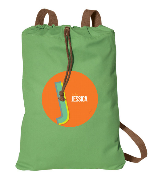 double initial orange personalized cinch bags by spark spark