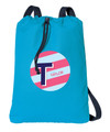 Double Initial and stripes Blue personalized drawstring bags