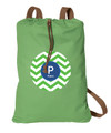 Green And Blue Chevron Personalized Cinch Bags