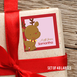 Sweet Baby Pink Deer Gift Label