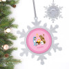 Nativity Set On Pink Personalized Christmas Ornaments