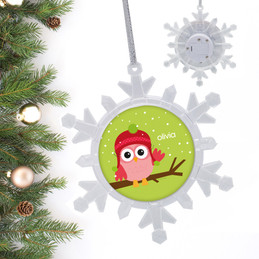 Xmas Baby Pink Owl Personalized Christmas Ornaments