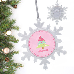 Modern Pink Xmas Tree Personalized Christmas Ornaments