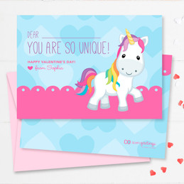 Super Cute Valentines Day Cards For School | Pink Sweet Unicorn