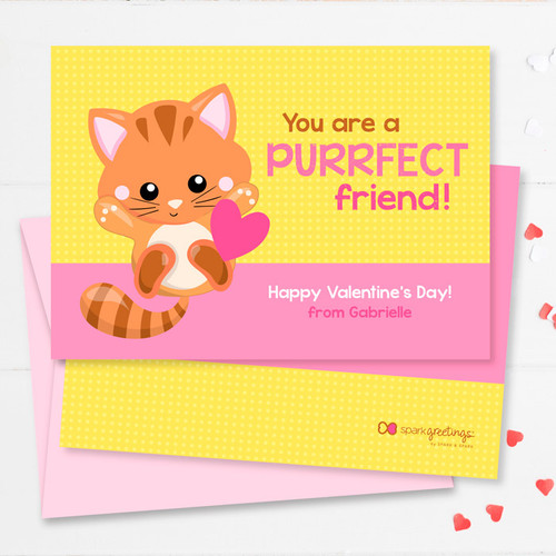 Super Cute Kids Valentines Exchange Cards | Cute Little Kitten