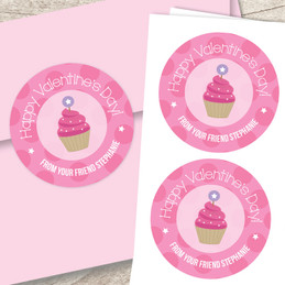 Three Sweet Cupcakes Valentines Labels