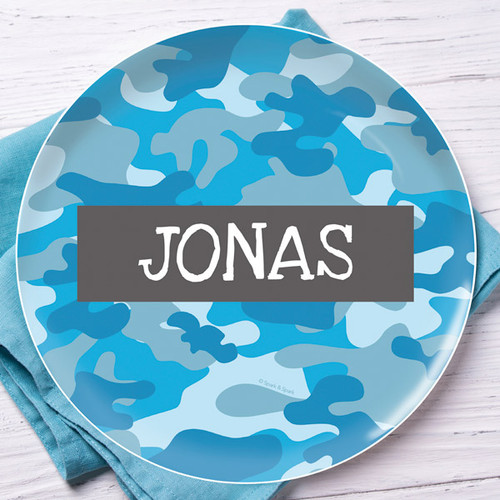 Blue Camouflage Kids Plate