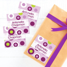 Purple Circles And Circles Gift Label Set