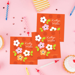 Orange Preppy Flowers Gift Label Set