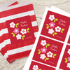 Red Preppy Flowers Gift Label Set