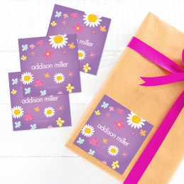 Purple Field Of Flowers Gift Label Set