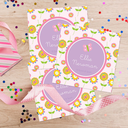 Pink Flowers Pattern Gift Label Set