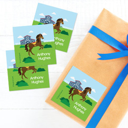 Cute Race Horse Gift Label Set
