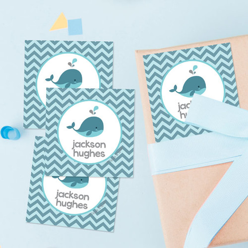 Sweet Little Blue Whale Gift Label Set