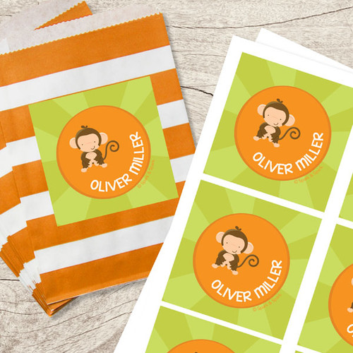 Cute Baby Monkey Gift Label Set