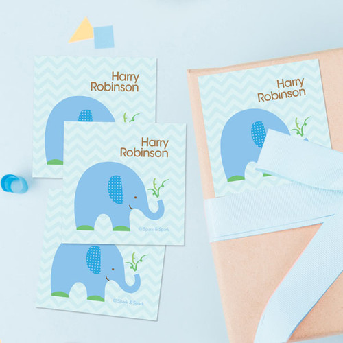 Blue Baby Elephant Gift Label Set