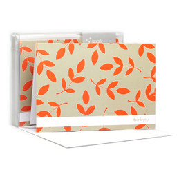 Check Out Our Boxed Note Cards | Leafy Bunch Orange With Stripe