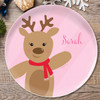 Sweet Reindeer Pink Kids Plate