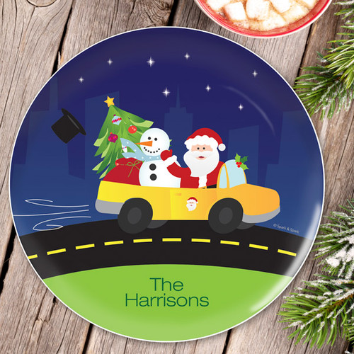 Santa In His Cool Ride Christmas Plate