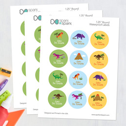 Dinosaurs in the Jungle Waterproof Labels for Kids (Set of 48)