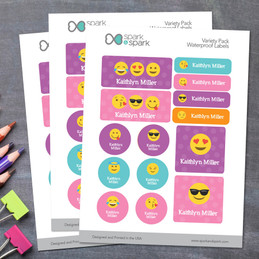 Girl Emojis Waterproof Labels Variety Pack
