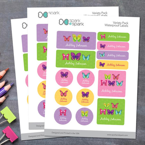 Bright Butterflies Waterproof Labels Variety Pack