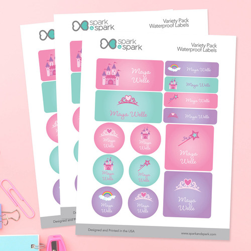 Princess Fairy Tale - Pink Waterproof Labels Variety Pack